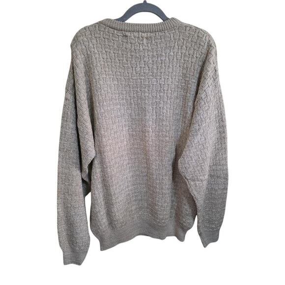 Men's Vintage Northern Isles 100% Cotton Sweater Light Oatmeal Cottage Large - Picture 4 of 4